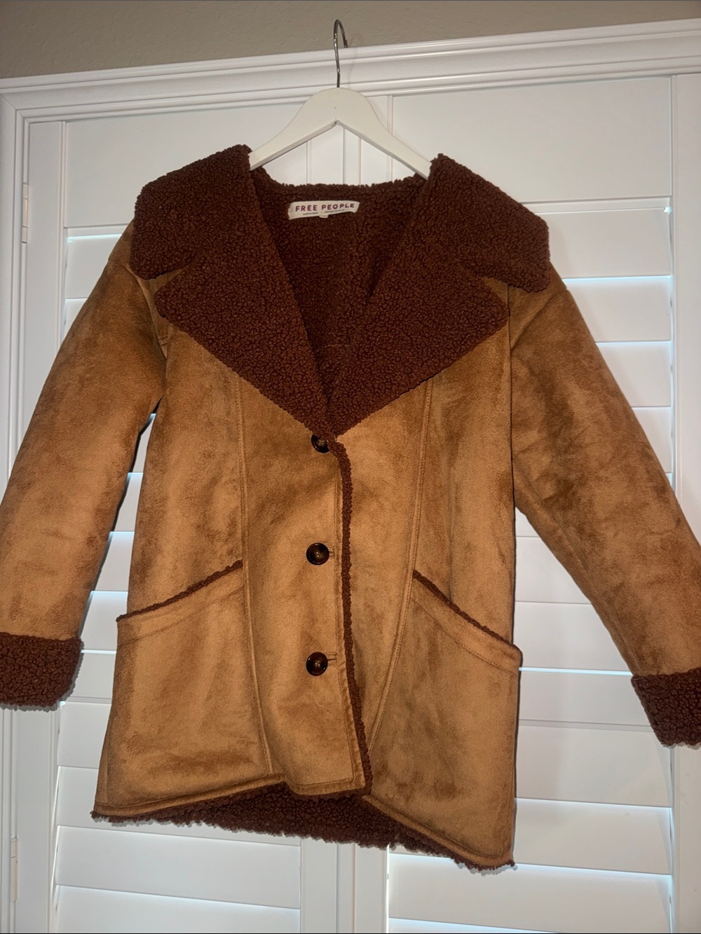 Free People • Diogo Shearling Sherpa Suede Jacket Coat Size XS - Picture 5 of 14